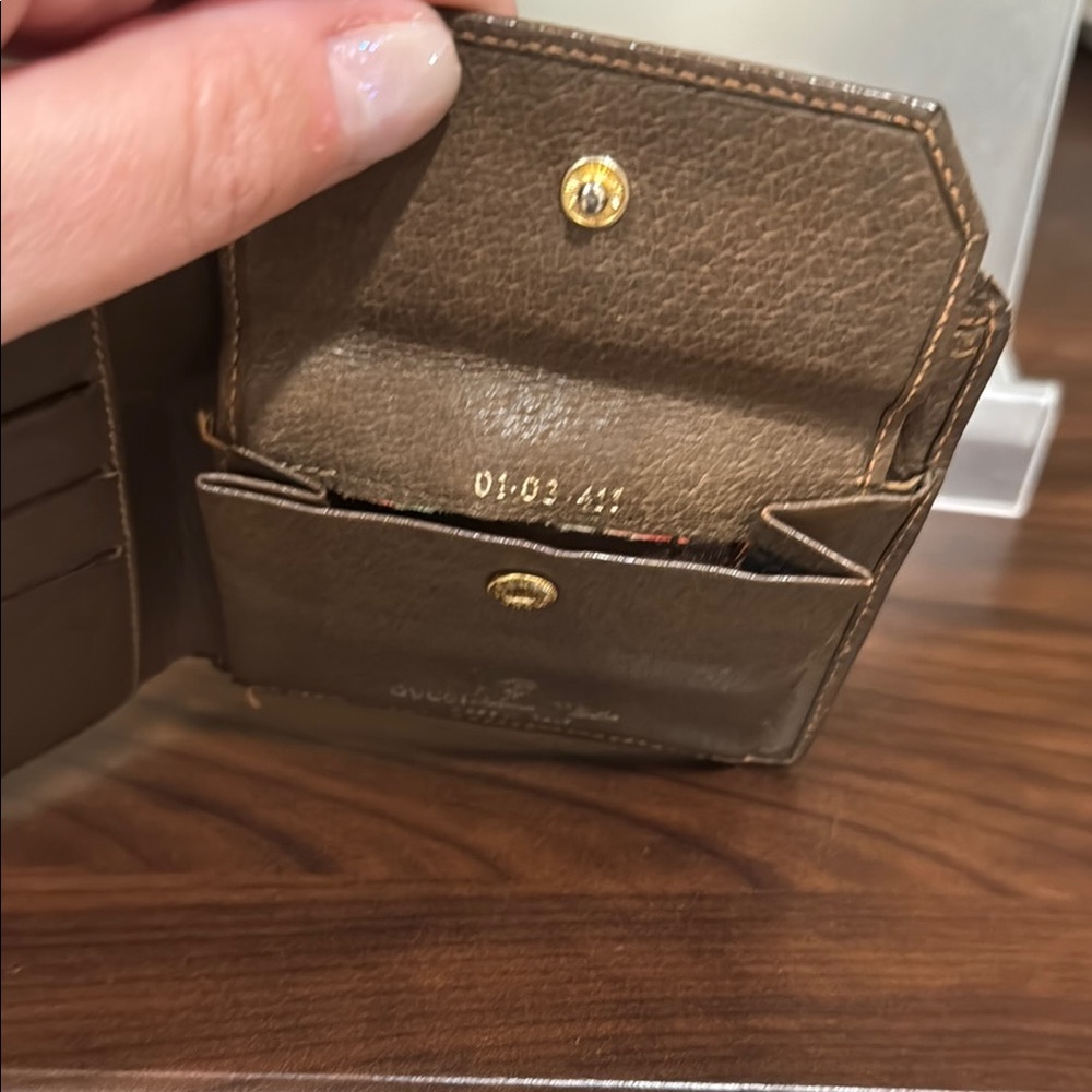 Gucci Monogram Bifold Wallet with Brown Leather Trim - Picture 4 of 13